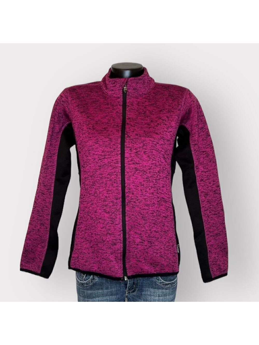 Marc New York Womens Full Zip Mock Neck Sweater sz M Pink Soft Fleece Jacket
